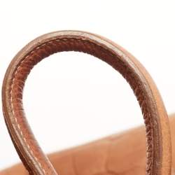 Pre Owned Mulberry Brown Croc Embossed Leather Bayswater Satchel