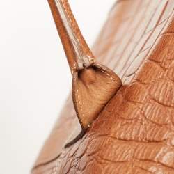 Pre Owned Mulberry Brown Croc Embossed Leather Bayswater Satchel