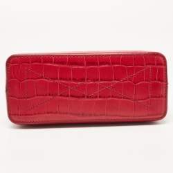 Mulberry Dark Pink Croc Embossed Leather Micro Seaton Top Handle Bag