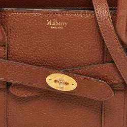 Pre Owned Mulberry Tan Grained Leather Small Zipped Bayswater Tote
