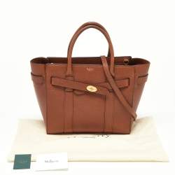 Pre Owned Mulberry Tan Grained Leather Small Zipped Bayswater Tote