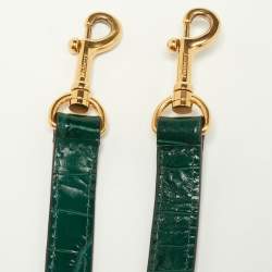 Pre Owned Mulberry Green Croc Embossed Leather Mini Zipped Bayswater Tote