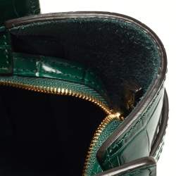 Pre Owned Mulberry Green Croc Embossed Leather Mini Zipped Bayswater Tote