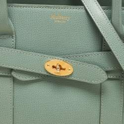 Pre Owned Mulberry Antique Blue Grained Leather Small Zipped Bayswater Tote