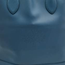 Pre Owned Mulberry Steel Blue Leather Blossom Tote