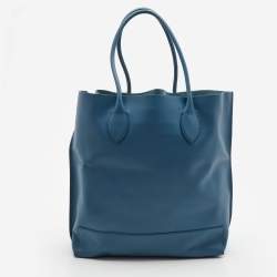 Pre Owned Mulberry Steel Blue Leather Blossom Tote