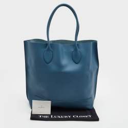 Pre Owned Mulberry Steel Blue Leather Blossom Tote