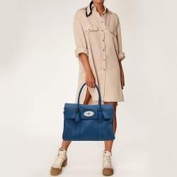 Pre Owned Mulberry Dark Blue Leather Bayswater Satchel