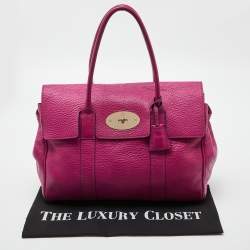 Pre Owned Mulberry Fuschia Grained Leather Bayswater Satchel