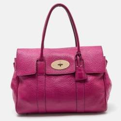 Pre Owned Mulberry Fuschia Grained Leather Bayswater Satchel
