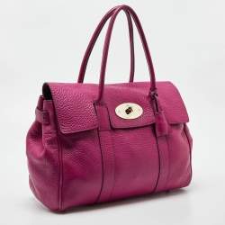 Pre Owned Mulberry Fuschia Grained Leather Bayswater Satchel