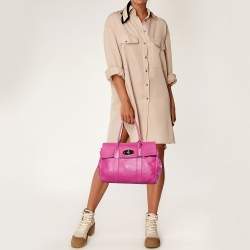 Pre Owned Mulberry Fuschia Grained Leather Bayswater Satchel