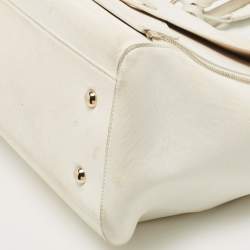 Mulberry White Ostrich Embossed and Leather Willow Tote
