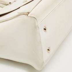 Mulberry White Ostrich Embossed and Leather Willow Tote