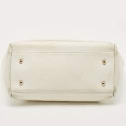 Mulberry White Ostrich Embossed and Leather Willow Tote