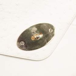 Mulberry White Ostrich Embossed and Leather Willow Tote