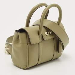 Pre Owned Mulberry Olive Green Leather Mini Bayswater Satchel