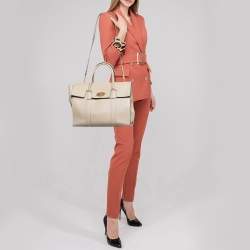 Pre Owned Mulberry Beige Grained Leather Bayswater Satchel