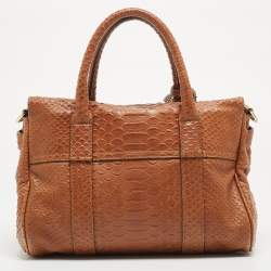 Mulberry Brown Python Embossed Leather Small Bayswater Satchel
