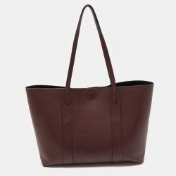 Pre Owned Mulberry Burgundy Leather Small Bayswater Shopper Tote