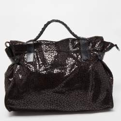 Pre Owned Mulberry Brown/Black Textured Suede and Leather Oversized Alexa Bag