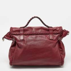 Pre Owned Mulberry Burgundy Leather Oversized Alexa Top Handle Bag