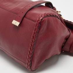 Pre Owned Mulberry Burgundy Leather Oversized Alexa Top Handle Bag