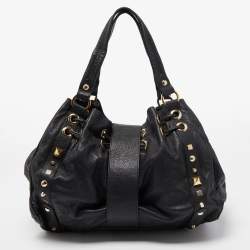 Pre Owned Mulberry x Giles Black Leather Spike Studded Shoulder Bag