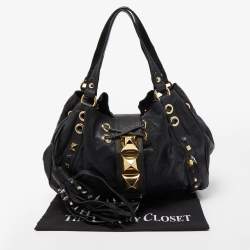 Pre Owned Mulberry x Giles Black Leather Spike Studded Shoulder Bag