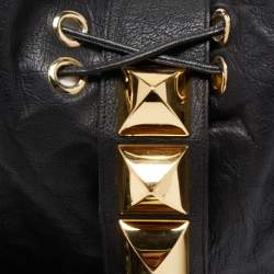 Pre Owned Mulberry x Giles Black Leather Spike Studded Shoulder Bag
