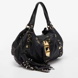 Pre Owned Mulberry x Giles Black Leather Spike Studded Shoulder Bag
