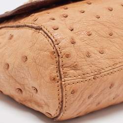 Pre Owned Mulberry Brown Ostrich Lily Shoulder Bag