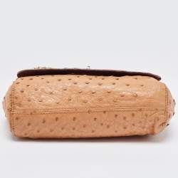 Pre Owned Mulberry Brown Ostrich Lily Shoulder Bag