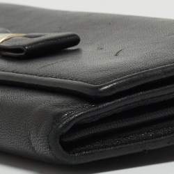 Pre Owned Mulberry Black Leather Bow Continental Wallet
