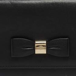 Pre Owned Mulberry Black Leather Bow Continental Wallet