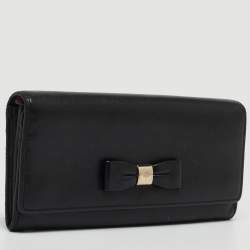 Pre Owned Mulberry Black Leather Bow Continental Wallet