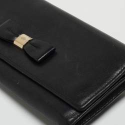 Pre Owned Mulberry Black Leather Bow Continental Wallet