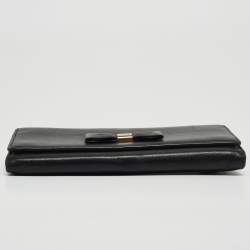 Pre Owned Mulberry Black Leather Bow Continental Wallet