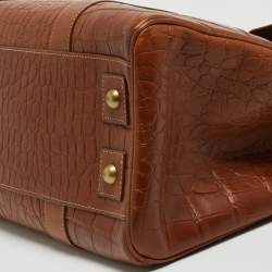 Mulberry Brown Croc Embossed Leather Bayswater Satchel