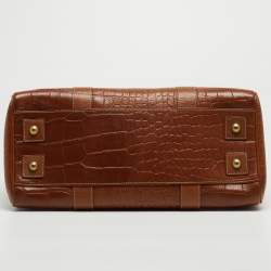 Mulberry Brown Croc Embossed Leather Bayswater Satchel