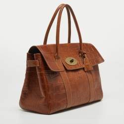 Mulberry Brown Croc Embossed Leather Bayswater Satchel