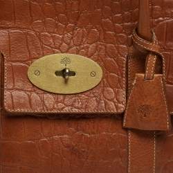 Mulberry Brown Croc Embossed Leather Bayswater Satchel