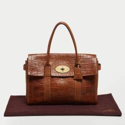 Mulberry Brown Croc Embossed Leather Bayswater Satchel
