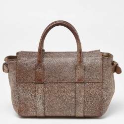 Pre Owned Mulberry Metallic Brown Leather Mini Bayswater Satchel