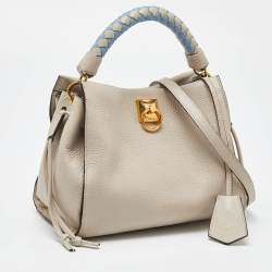 Mulberry Light Grey/Blue Leather Small Iris Top Handle Bag