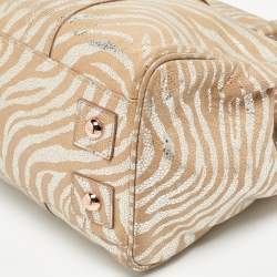 Pre Owned Mulberry Metallic Silver/Beige Zebra Leather Bayswater Satchel