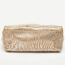 Pre Owned Mulberry Metallic Silver/Beige Zebra Leather Bayswater Satchel