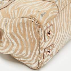 Pre Owned Mulberry Metallic Silver/Beige Zebra Leather Bayswater Satchel