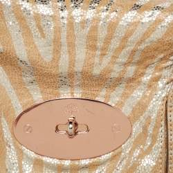 Pre Owned Mulberry Metallic Silver/Beige Zebra Leather Bayswater Satchel