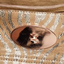 Pre Owned Mulberry Metallic Silver/Beige Zebra Leather Bayswater Satchel